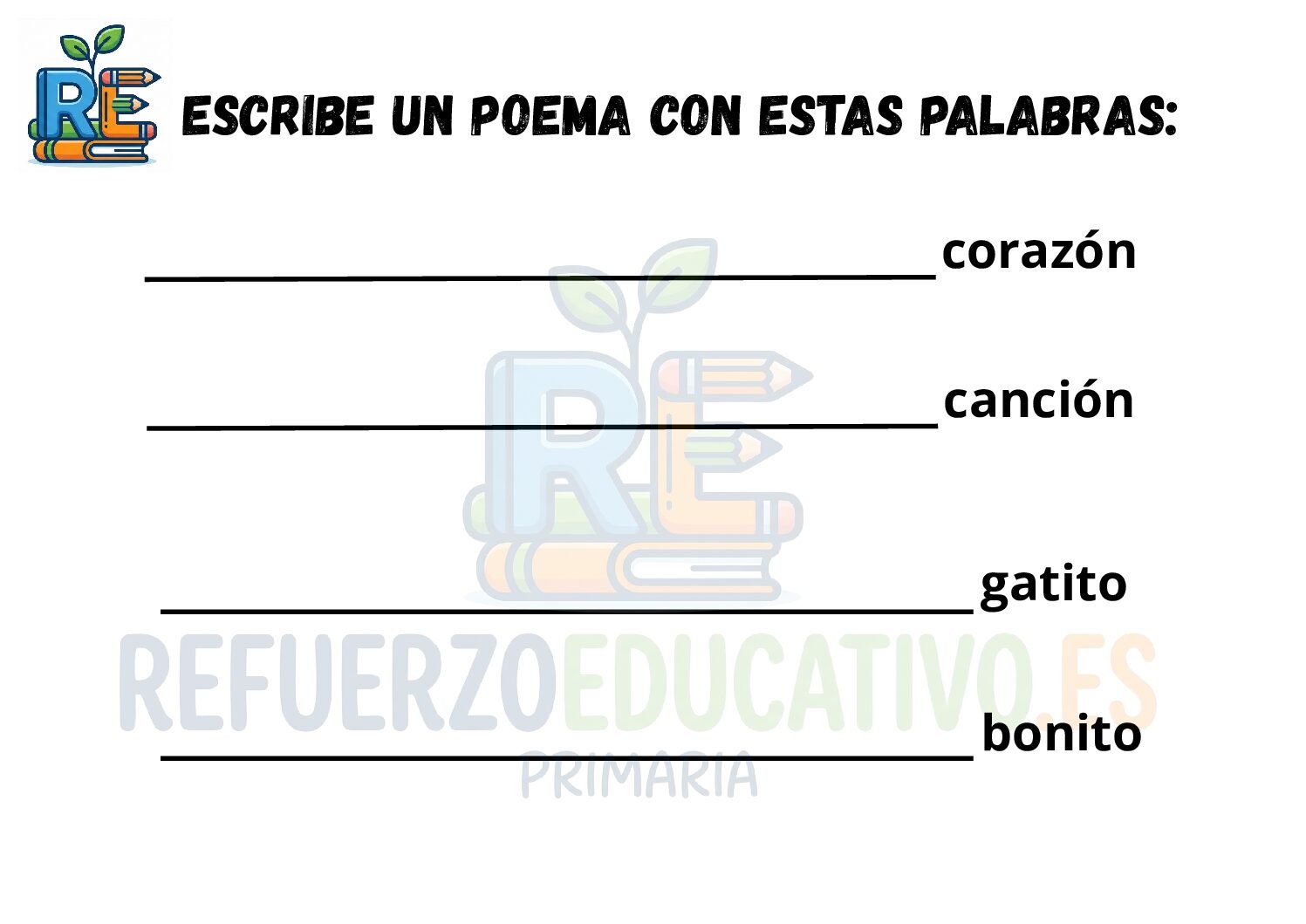Ficha imprimible: Escribe un poema: ficha de Lengua en PDF