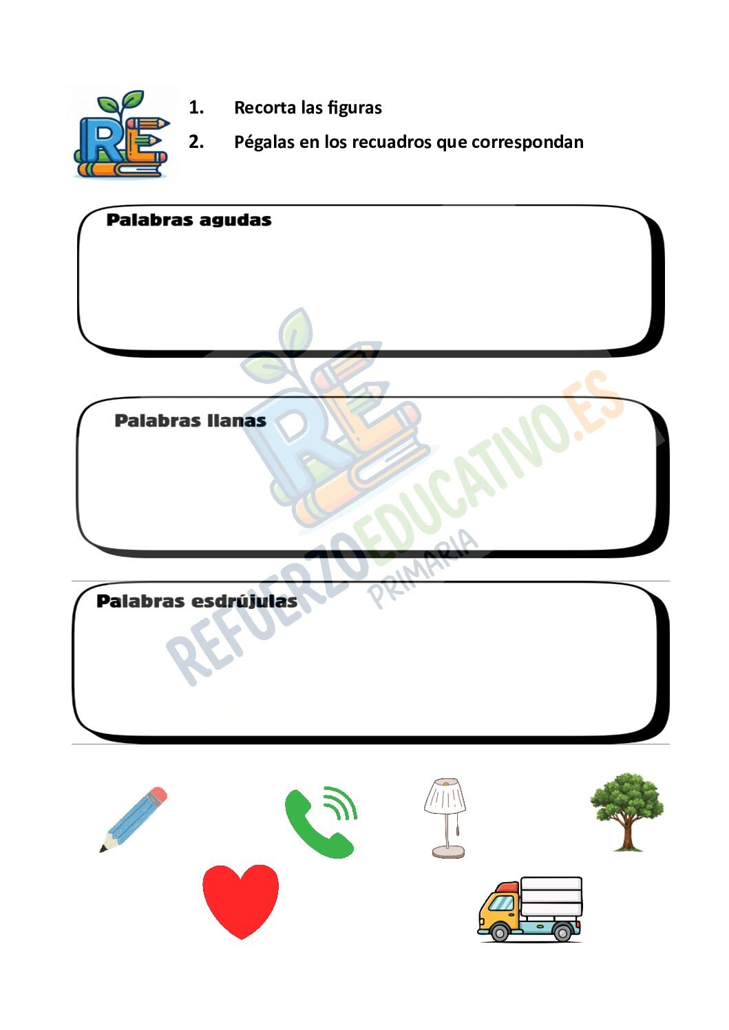 Clasificación de palabras en PDF Ficha imprimible: Clasificación de palabras en PDF