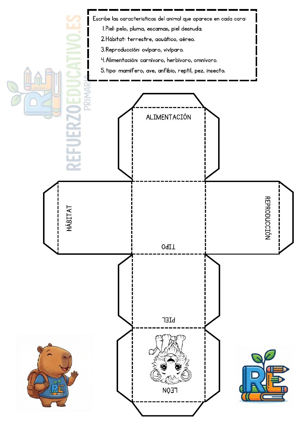 Animales (2º de Primaria) en PDF Ficha imprimible: Animales (2º de Primaria) en PDF