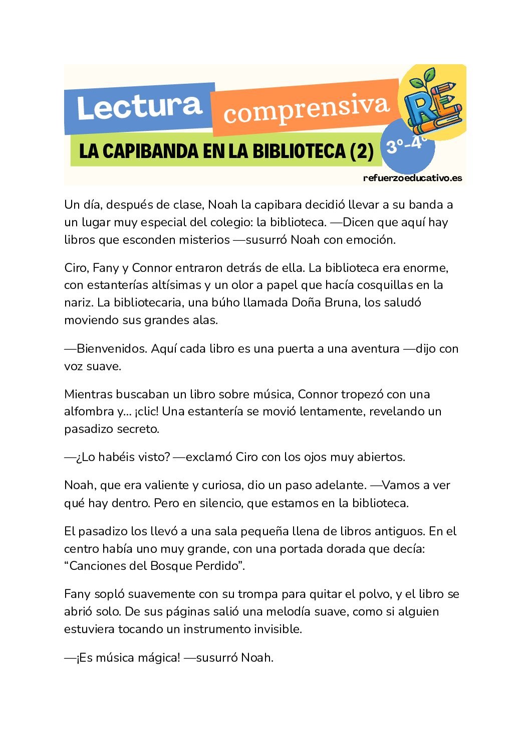 La Capibanda en la biblioteca (La Capibanda 2) en PDF Ficha imprimible: La Capibanda en la biblioteca (La Capibanda 2) en PDF