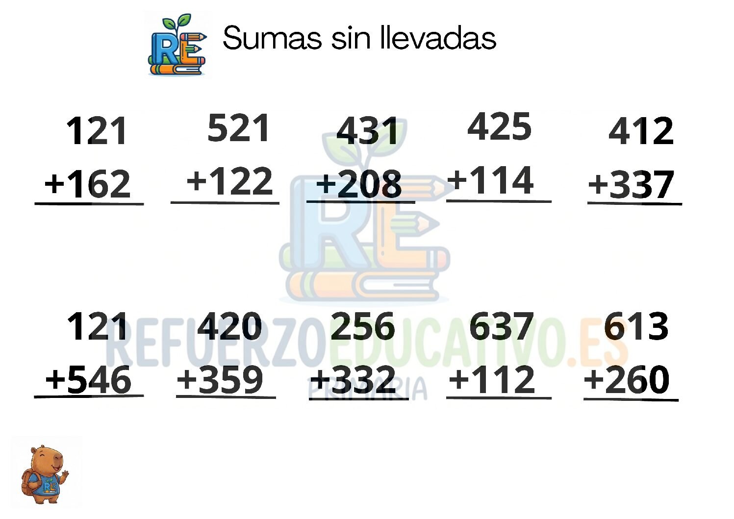 Sumas sin llevadas para 1º de Primaria: fichas PDF para imprimir Ficha imprimible: Sumas sin llevadas para 1º de Primaria: fichas PDF para imprimir