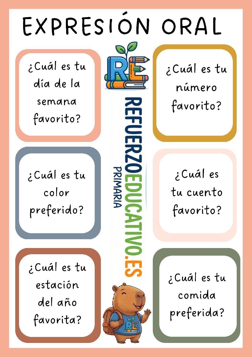 Expresión oral (1º de Primaria) en PDF Ficha imprimible: Expresión oral (1º de Primaria) en PDF