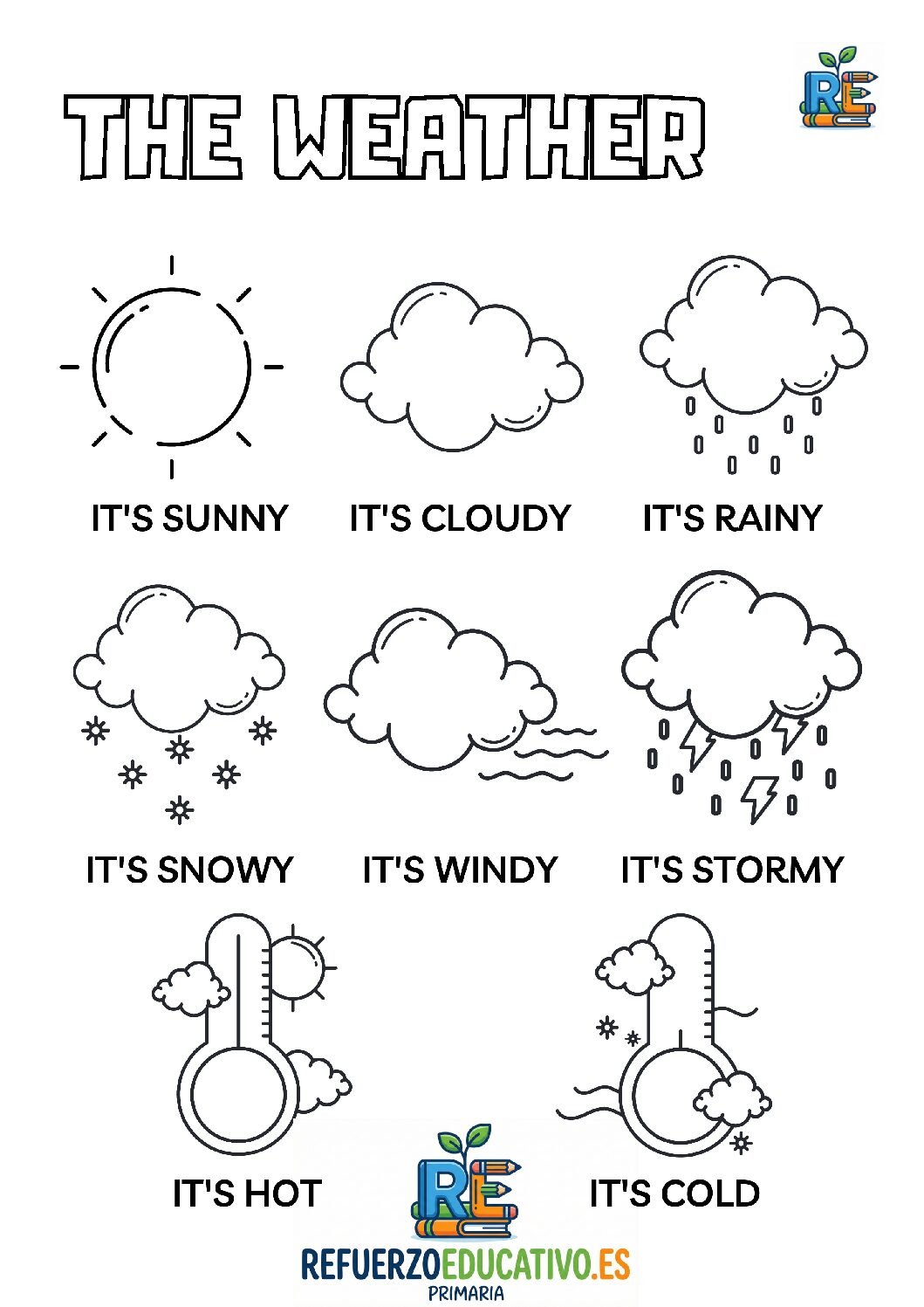 The Weather: ficha de Inglés para Primaria (PDF) Ficha imprimible: The Weather: ficha de Inglés para Primaria