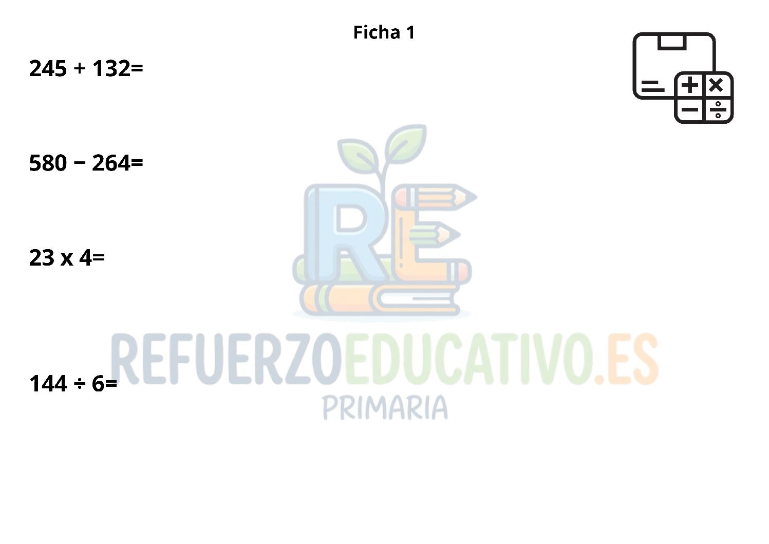 Operaciones variadas para 5º de Primaria en PDF Ficha imprimible: Operaciones variadas para 5º de Primaria en PDF