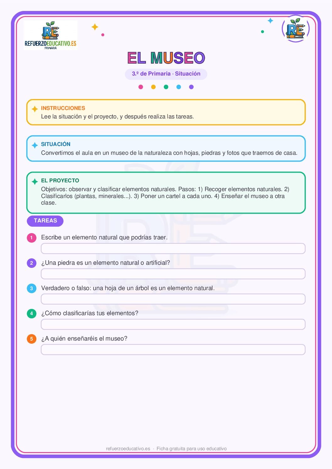 Situación de aprendizaje: El museo para 3º de Primaria (PDF) Ficha imprimible: Situación de aprendizaje: El museo para 3º de Primaria