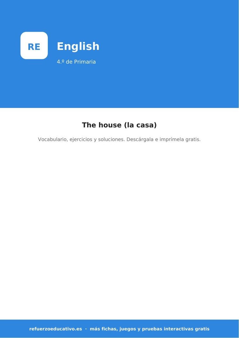 Inglés para 4.º de Primaria: la casa (the house) en PDF ingles la casa 4 primaria portada