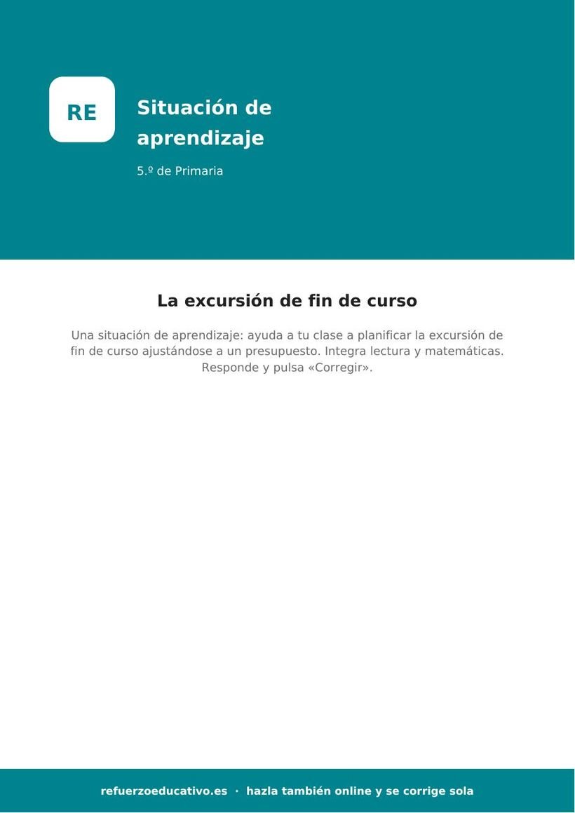 Situación de aprendizaje: la excursión de fin de curso (5.º de Primaria) situacion aprendizaje excursion 5 primaria portada 1
