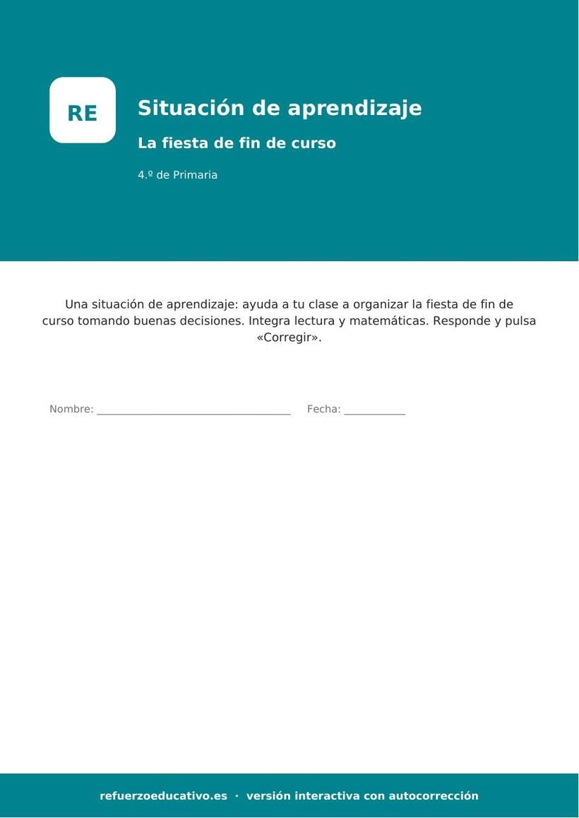 Situación de aprendizaje: la fiesta de fin de curso (4.º de Primaria) situacion aprendizaje fiesta 4 primaria portada