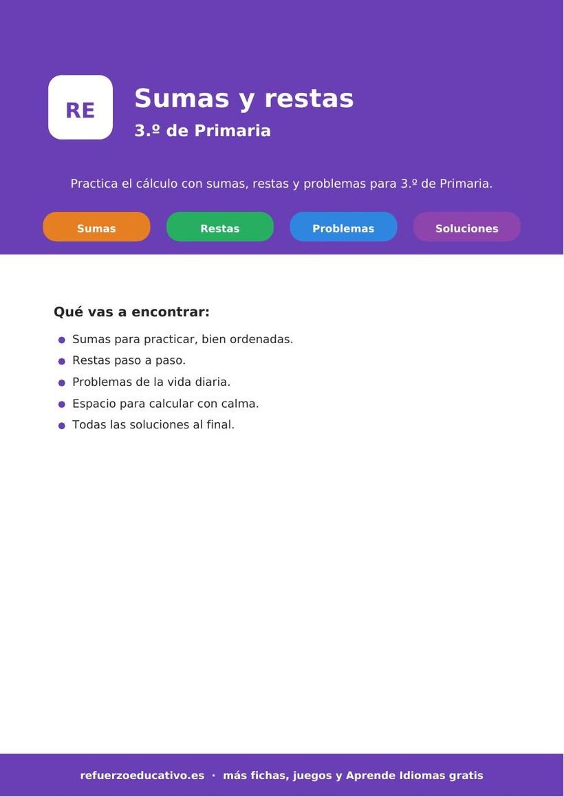 sumas y restas 3 primaria portada