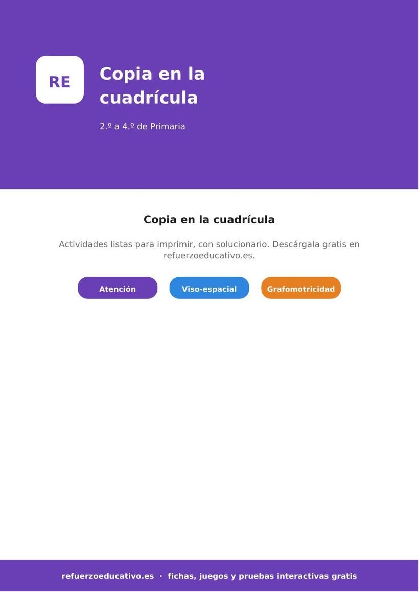 Copia en la cuadrícula: fichas de atención y percepción (PDF gratis) atencion copia en cuadricula 2 4 primaria portada