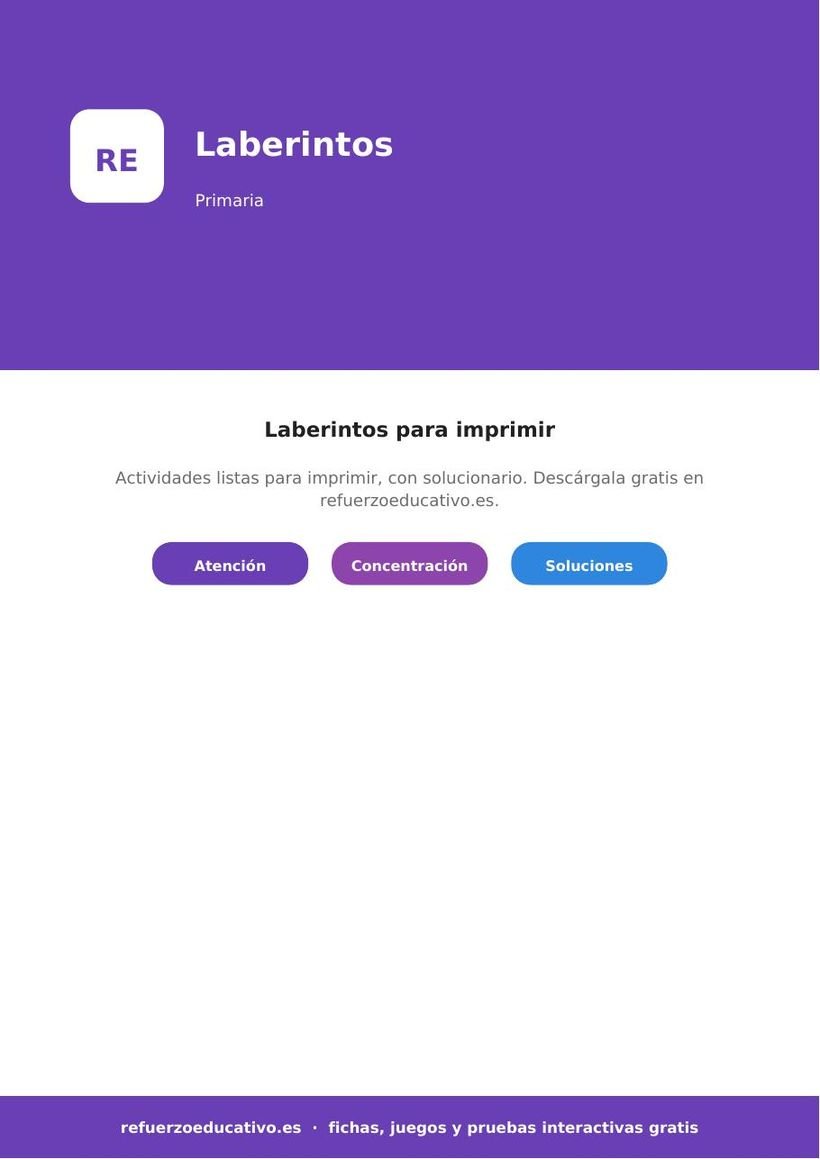 Laberintos para imprimir: fichas de atención para Primaria (PDF gratis) atencion laberintos imprimir portada