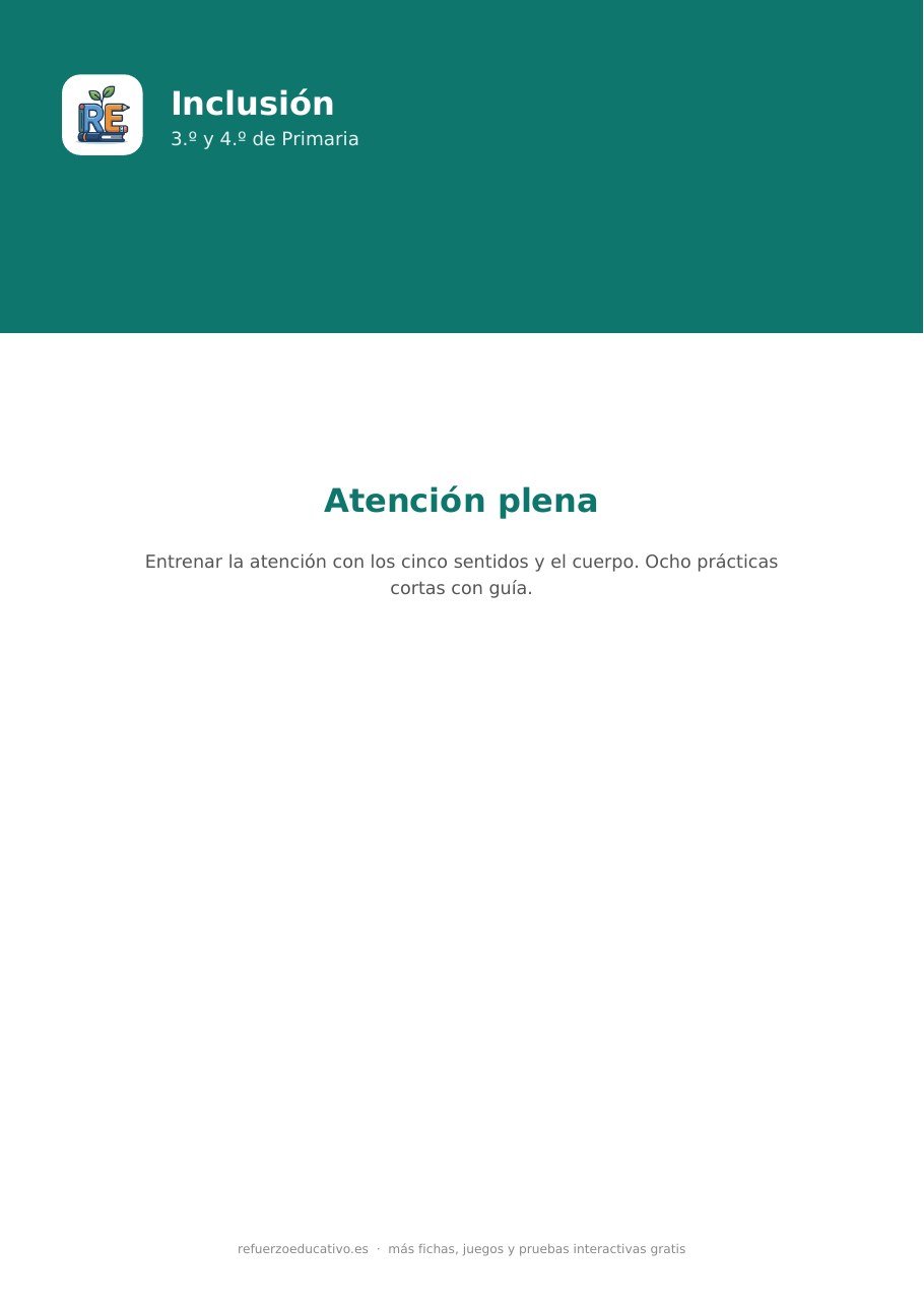 Portada de la ficha Mindfulness para niños de refuerzoeducativo.es