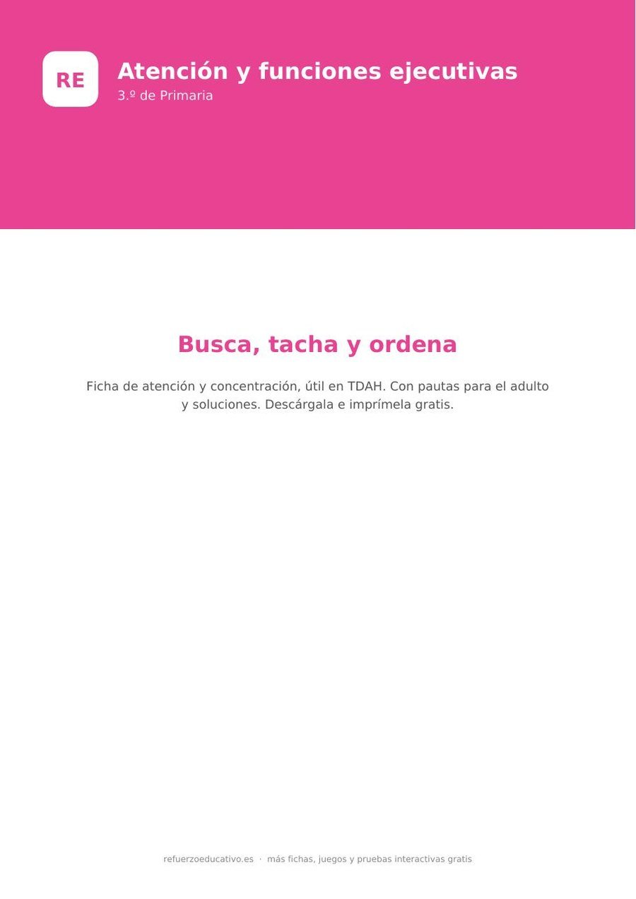 Fichas de atención y concentración para 3.º de Primaria (útil en TDAH) Ficha de comprensión lectora con apoyo visual de 1.º de Primaria