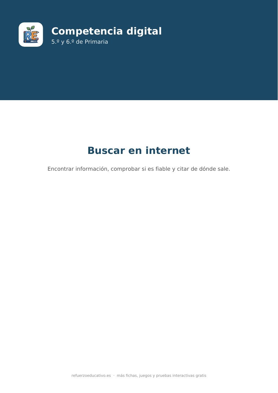 Portada de la ficha Buscar información en internet de refuerzoeducativo.es