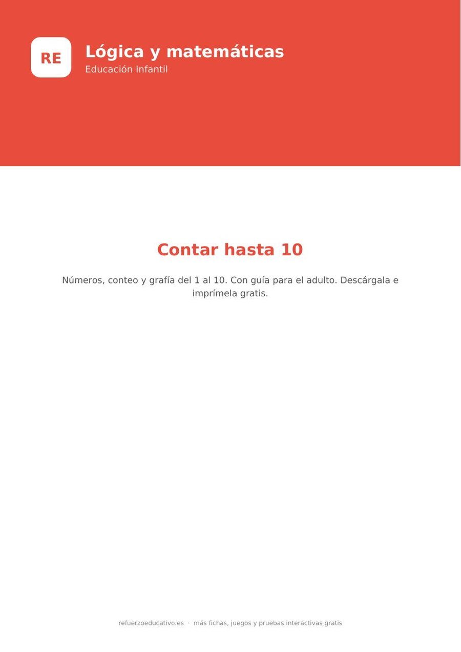 Contar hasta 10: números y grafía para Educación Infantil (PDF) Ficha para contar hasta 10 de Educación Infantil para imprimir