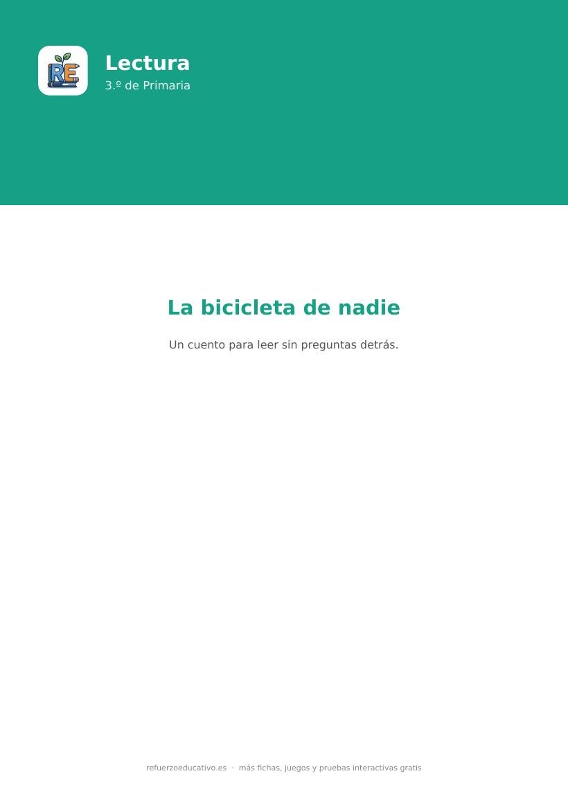 Portada del cuento La bicicleta de nadie, lectura para 3.º de Primaria