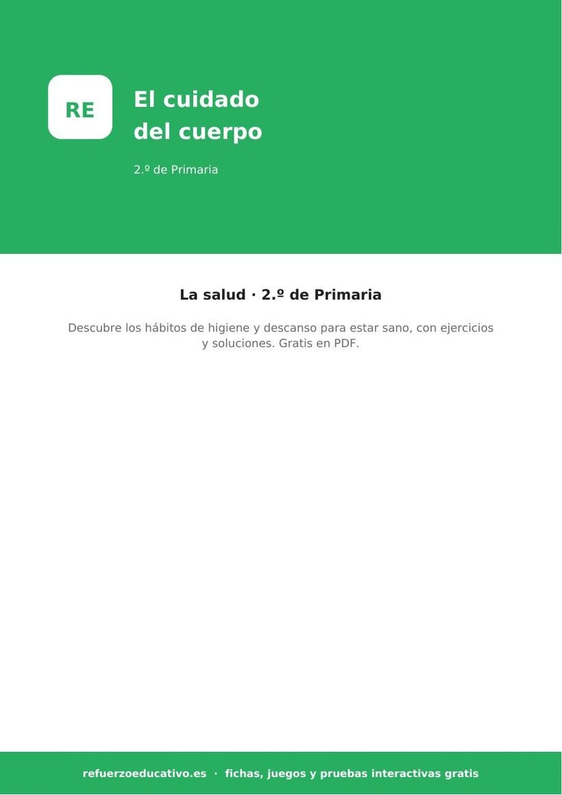 El cuidado del cuerpo: higiene y descanso para 2.º de Primaria (PDF) cuidado del cuerpo 2o portada