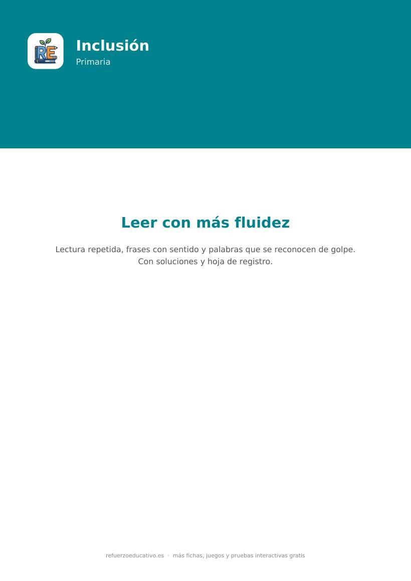 Portada de la ficha Leer con más fluidez, material de inclusión para alumnado con dislexia