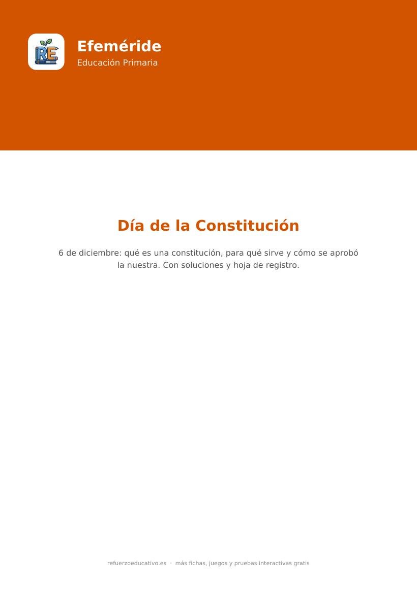 Portada de la ficha del Día de la Constitución, 6 de diciembre