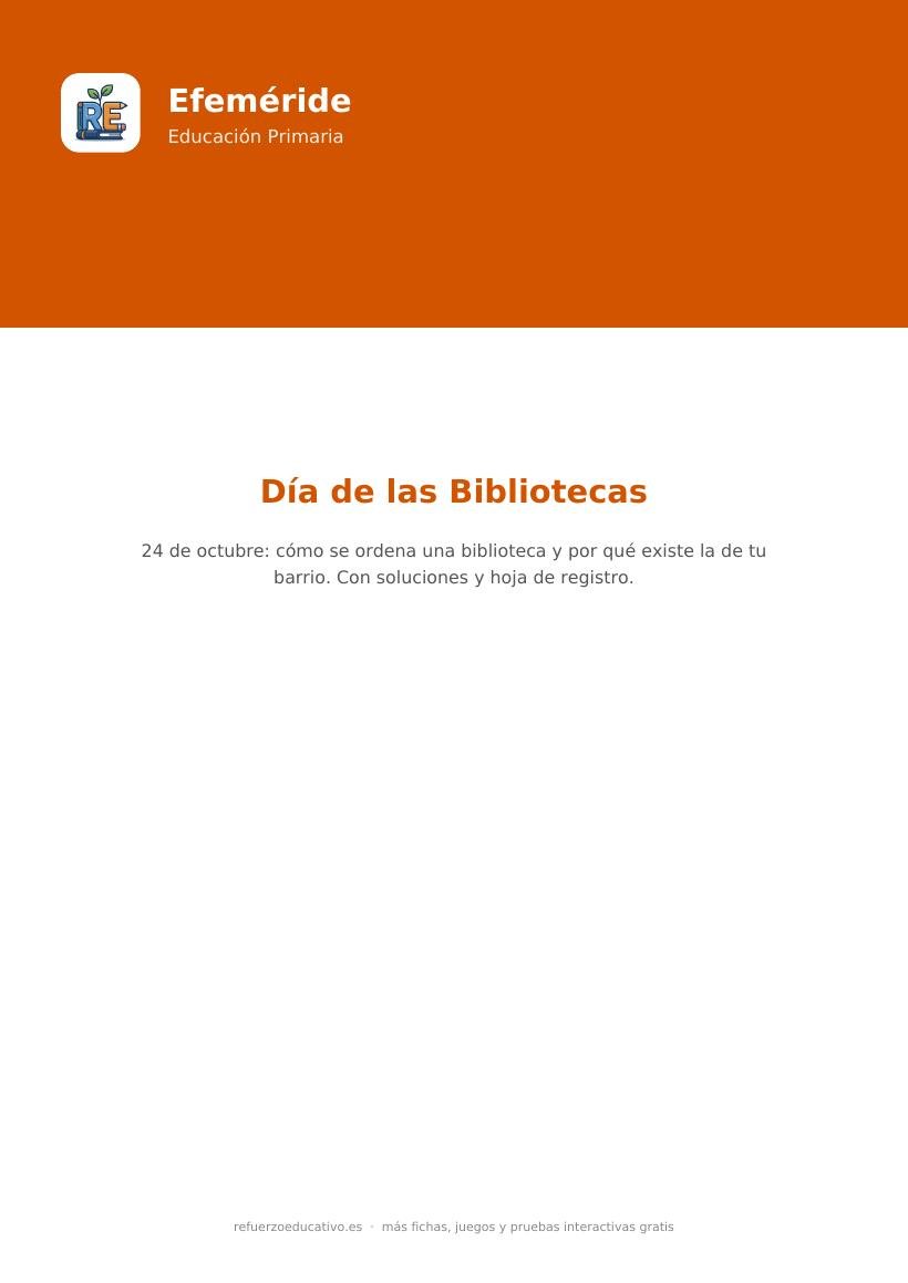 Portada de la ficha del Día de las Bibliotecas, 24 de octubre