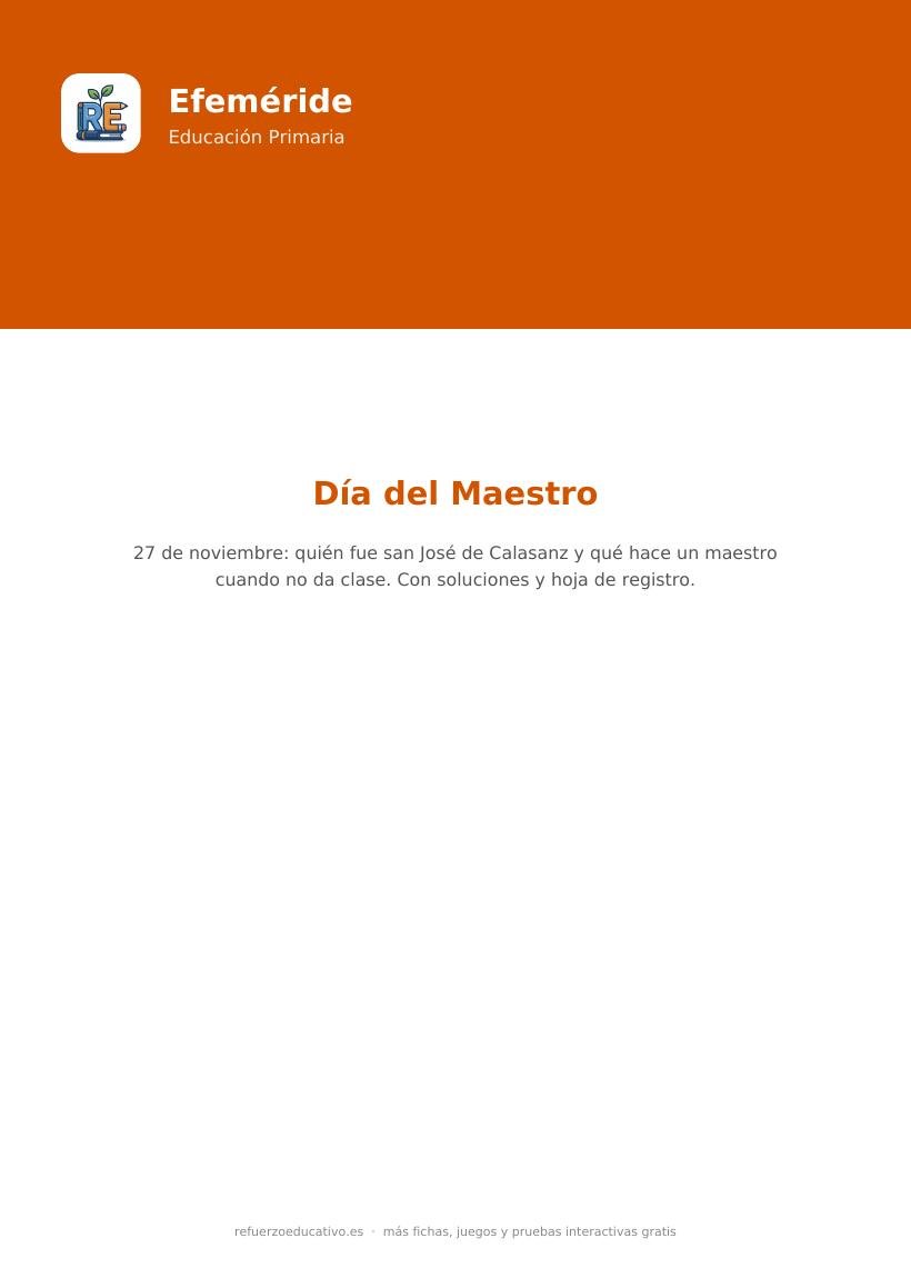 Portada de la ficha del Día del Maestro, 27 de noviembre