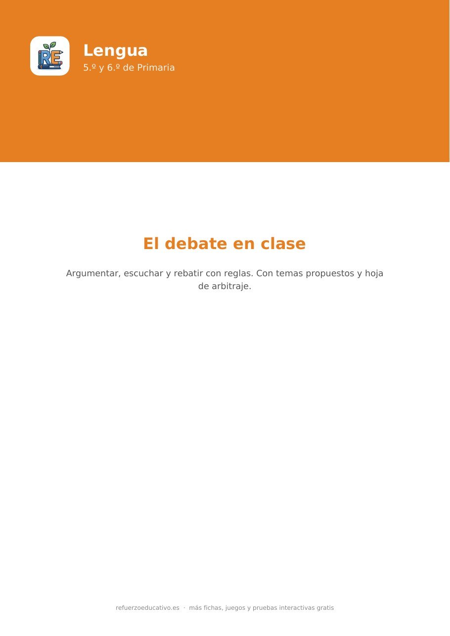 Portada de la ficha El debate en 5.º y 6.º de Primaria de refuerzoeducativo.es