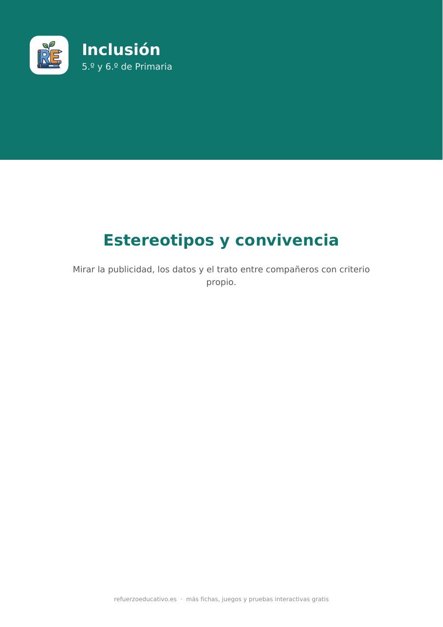 Portada de la ficha Estereotipos y convivencia de refuerzoeducativo.es