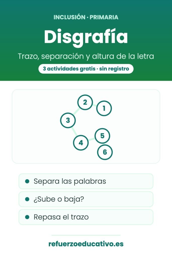 Portada de las actividades de disgrafía: el recorrido del trazo de una letra con puntos numerados