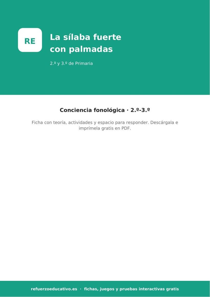 La sílaba fuerte con palmadas — Ficha de Inclusión (PDF) inclusion silaba tonica con palmadas portada