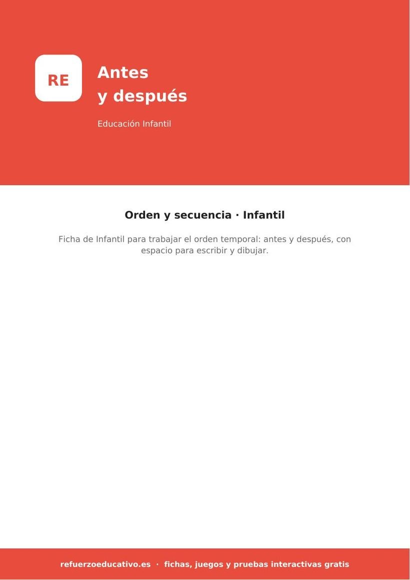 Antes y después: ficha de Infantil de secuencias (PDF) infantil antes y despues portada