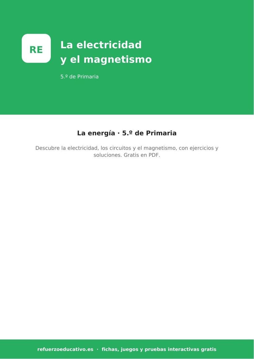 La electricidad y el magnetismo para 5.º de Primaria (PDF) la electricidad 5o portada