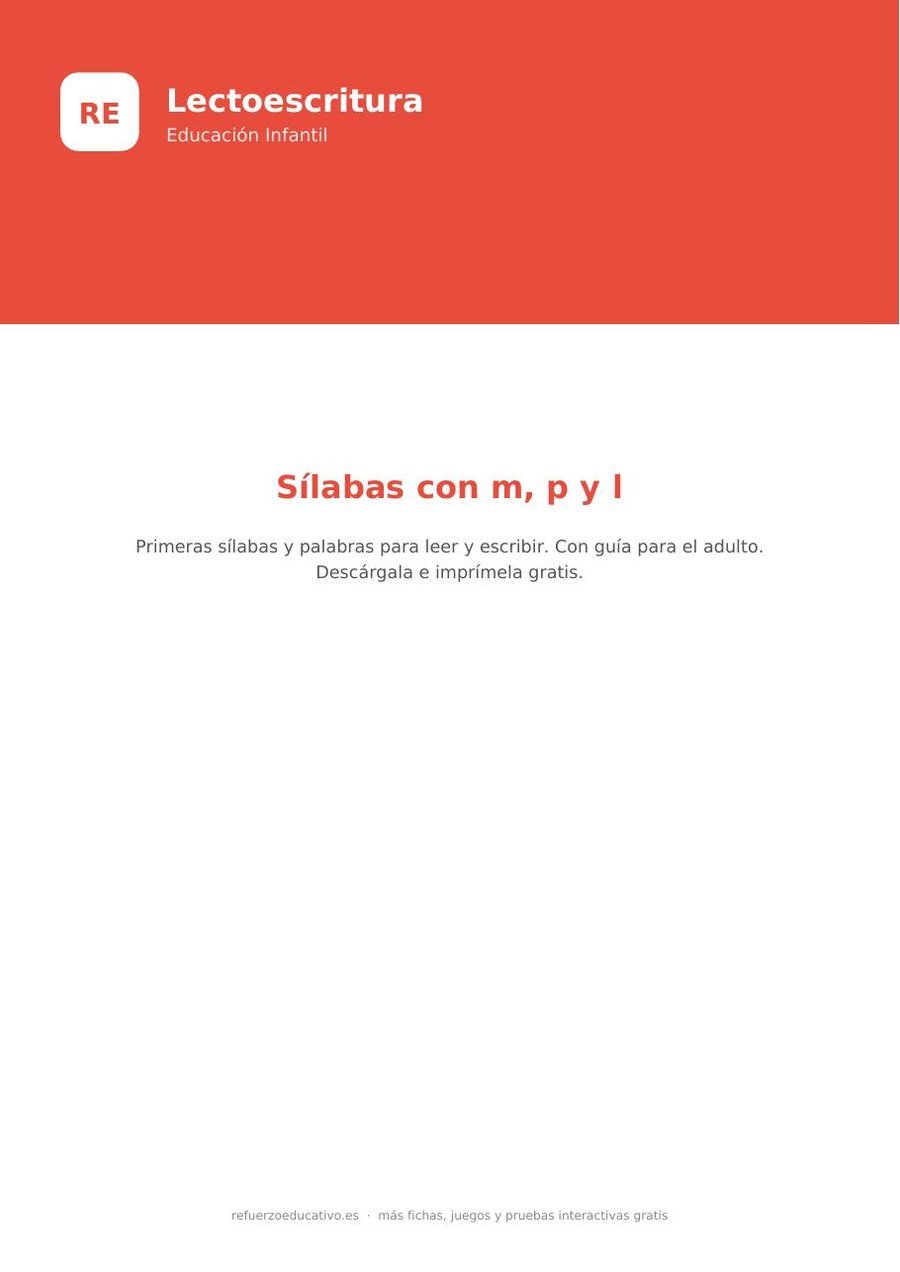 Ficha de lectoescritura de Educación Infantil para imprimir