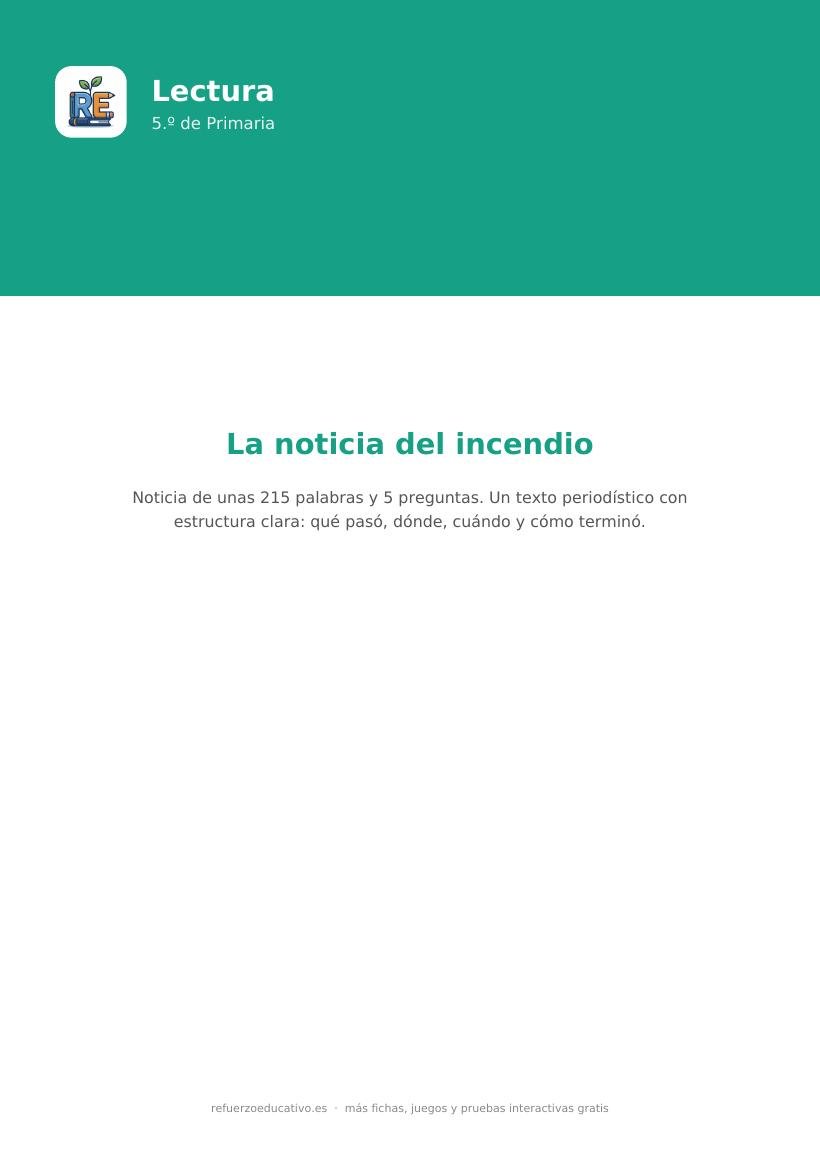 Portada de la lectura comprensiva lectura comprensiva 5 primaria nivel basico