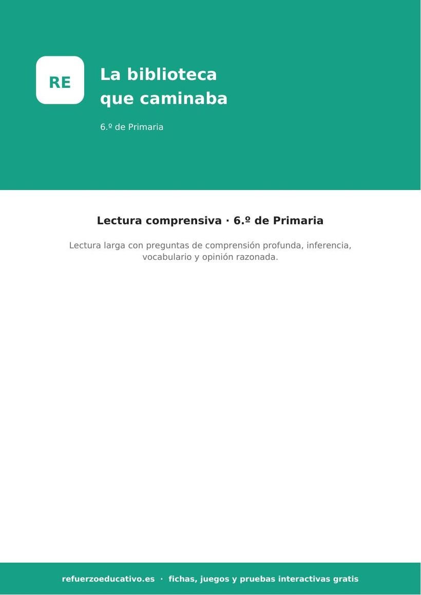 La biblioteca que caminaba: lectura comprensiva para 6.º (PDF) lectura comprensiva biblioteca 6o portada