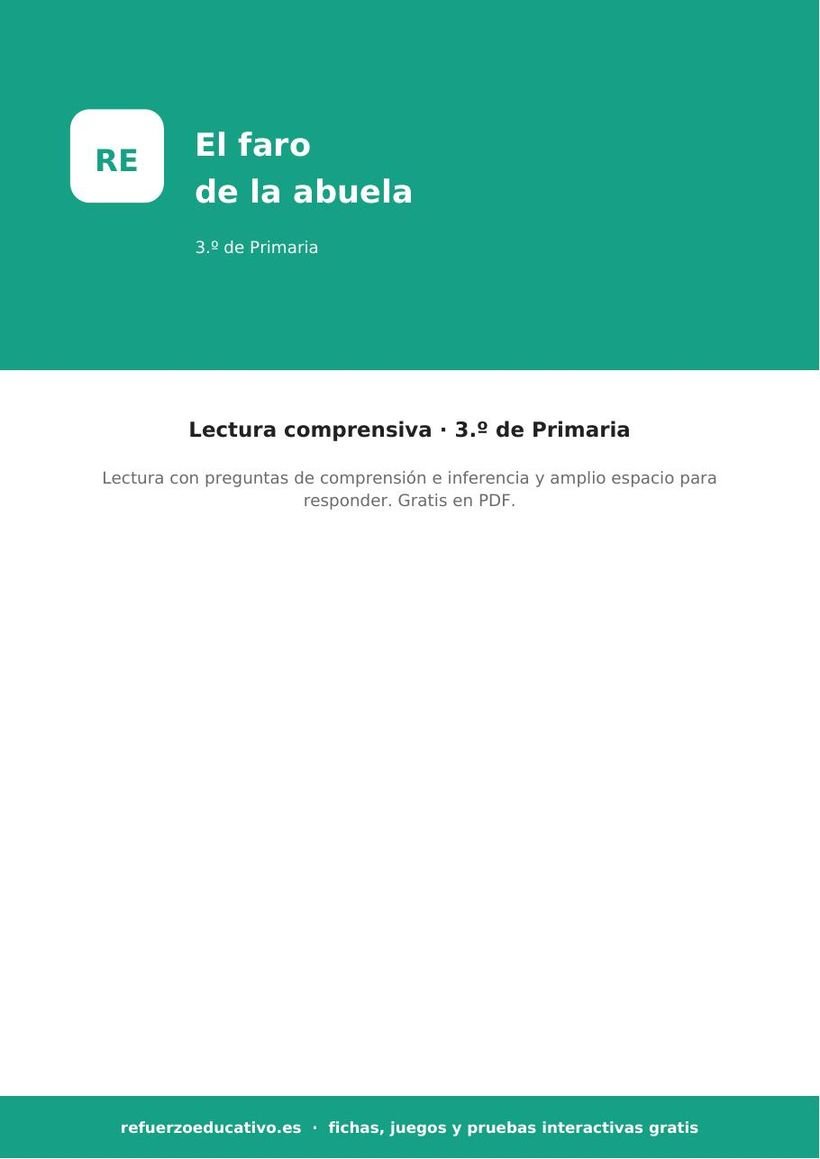 El faro de la abuela: lectura comprensiva para 3.º (PDF) lectura comprensiva el faro 3o portada