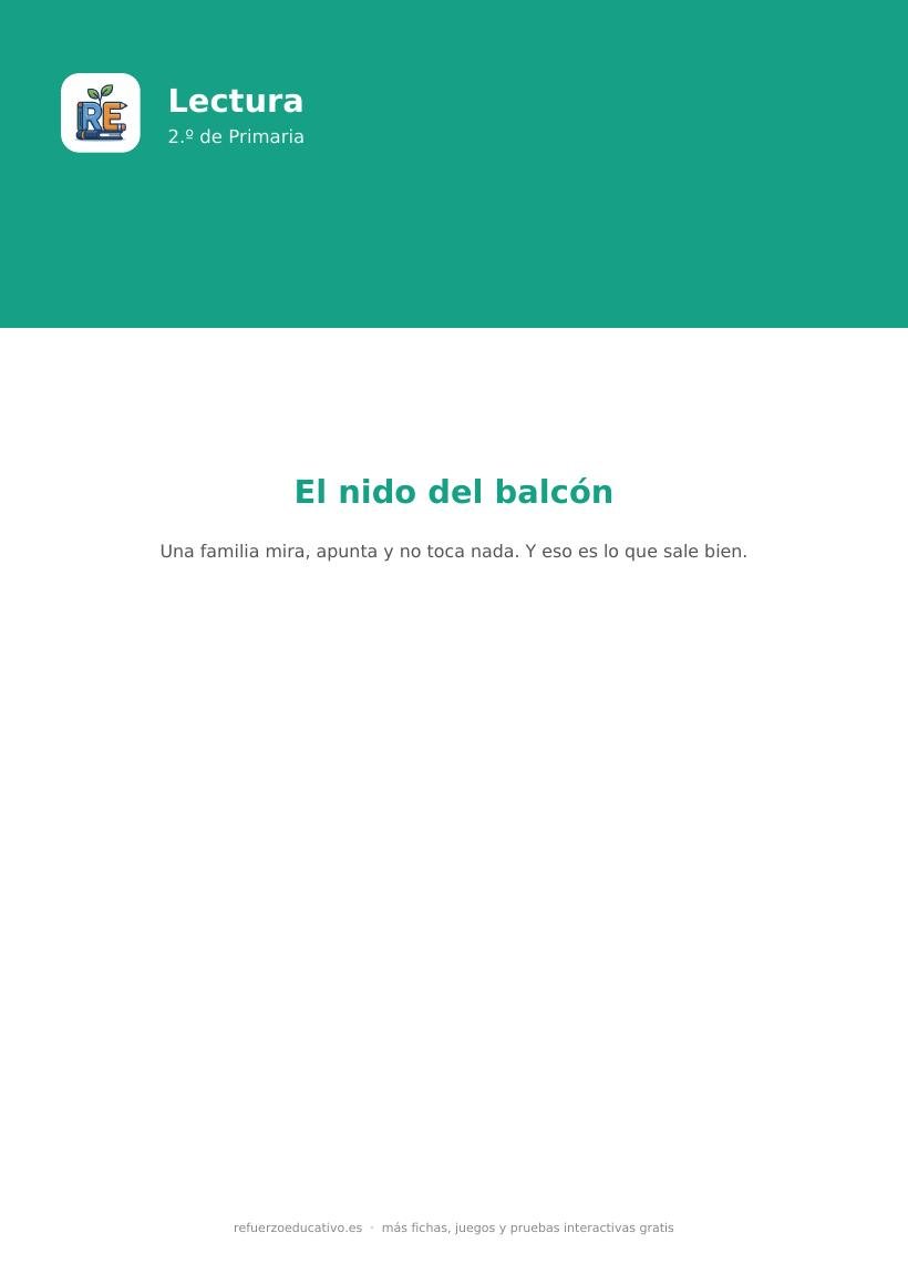 Portada de la lectura comprensiva lectura comprensiva el nido 2o