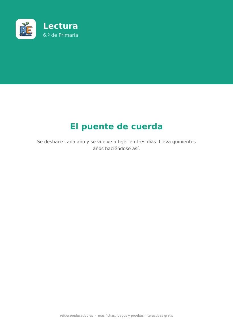 Portada de la lectura comprensiva lectura comprensiva puente 6o
