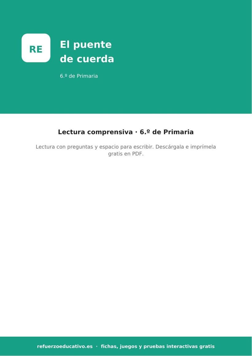 El puente de cuerda: lectura comprensiva para 6.º (PDF) lectura comprensiva puente 6o portada