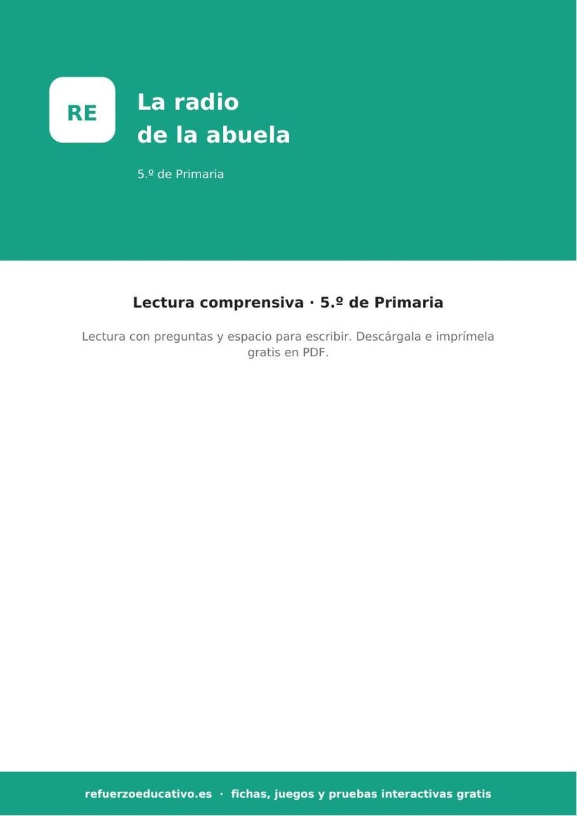 La radio de la abuela: lectura comprensiva para 5.º (PDF) lectura comprensiva radio abuela 5o portada