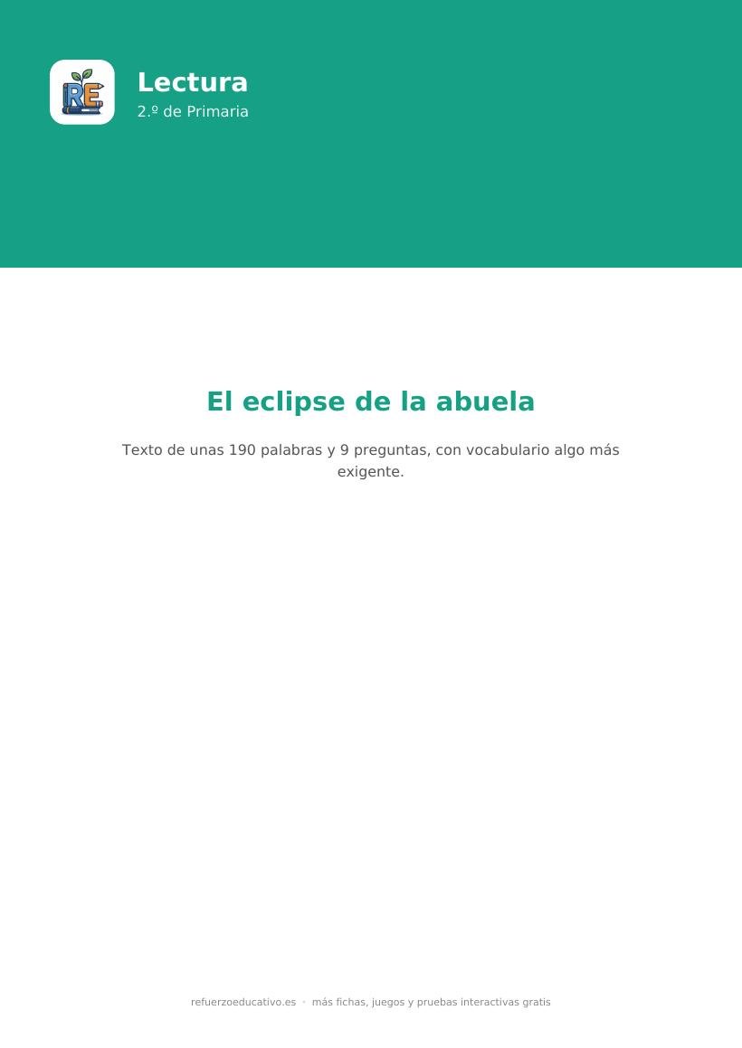 Portada de la lectura comprensiva lectura el eclipse de la abuela 2o