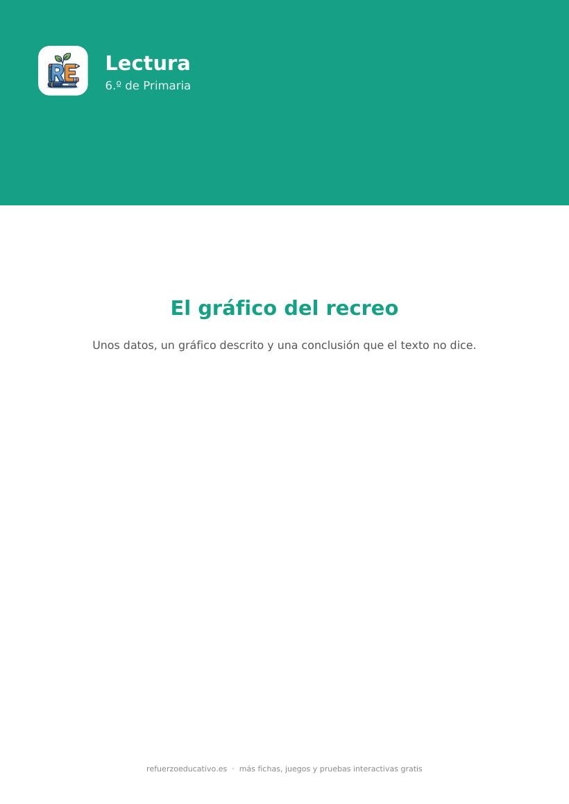 Portada de la lectura comprensiva El gráfico del recreo para 6.º de Primaria