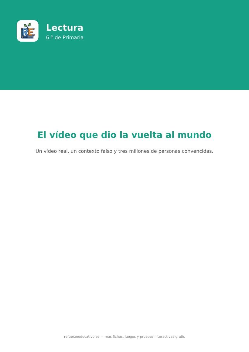Portada de la lectura comprensiva lectura el video viral 6o