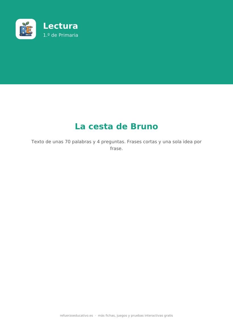 Portada de la lectura comprensiva lectura la cesta de bruno 1o