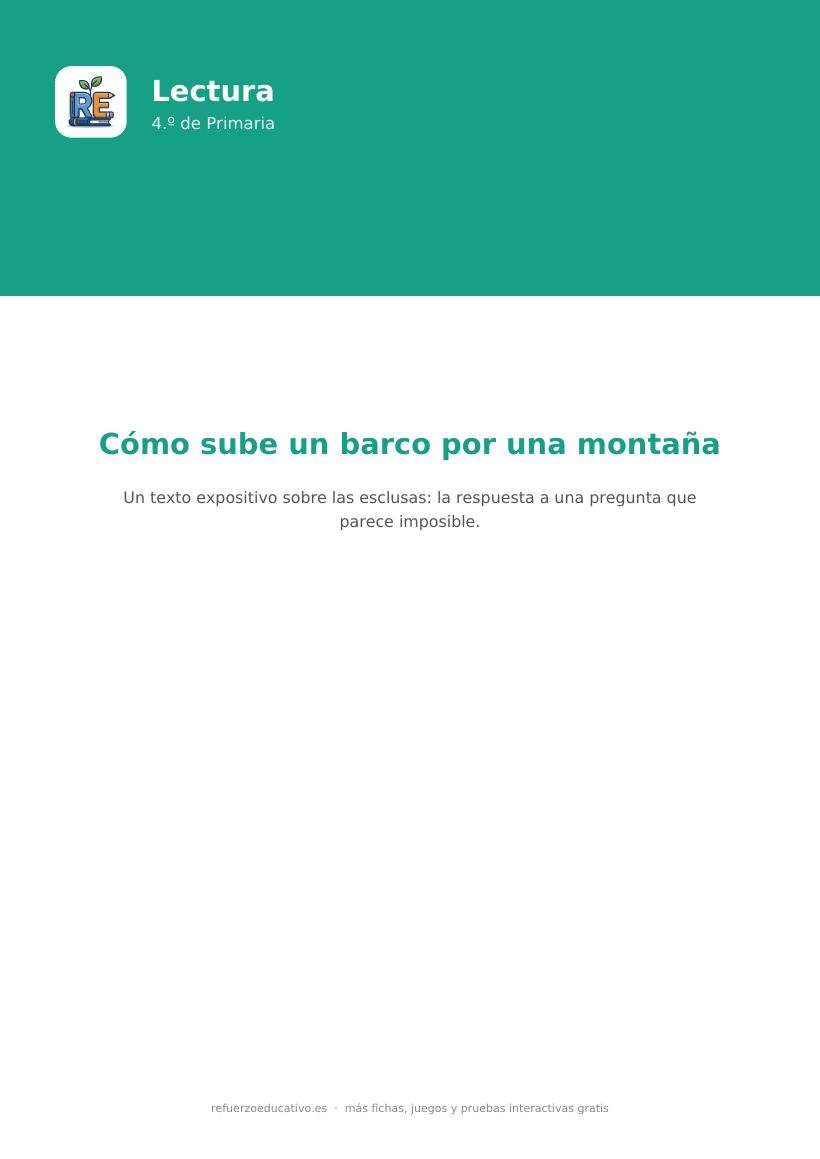 Portada de la lectura comprensiva lectura las esclusas 4o