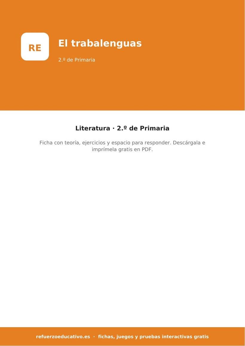 El trabalenguas — Ficha 2.º Primaria (PDF) lengua el trabalenguas 2o portada