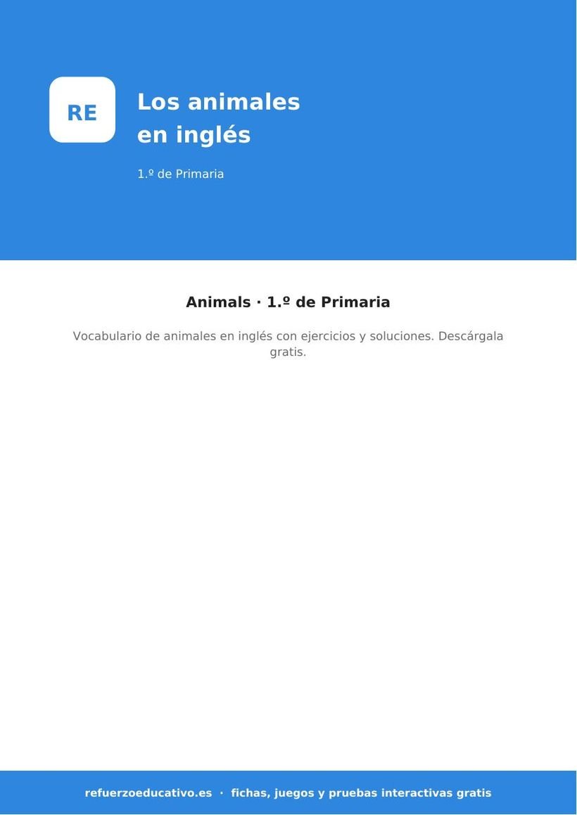 los animales ingles 1o portada