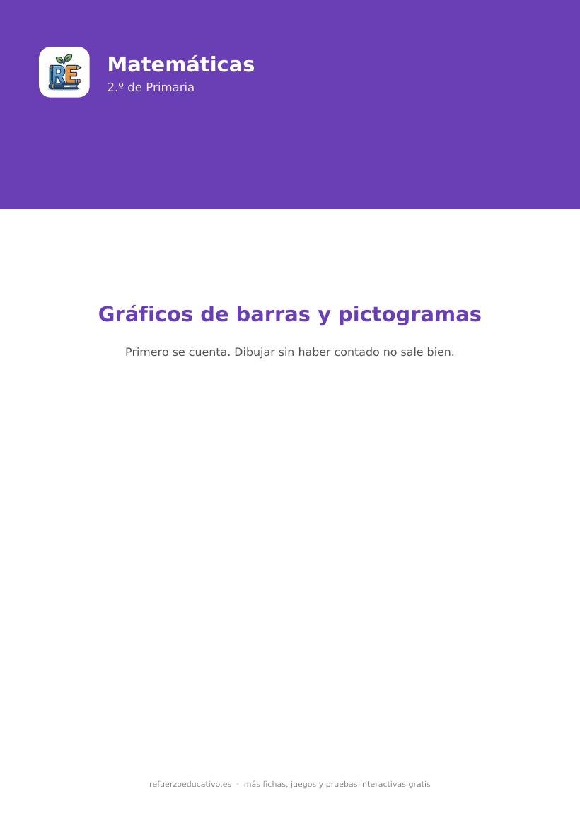 Portada de la ficha de gráficos de barras y pictogramas para 2.º de Primaria