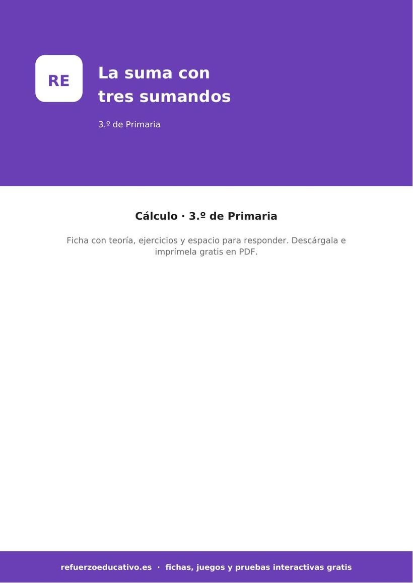matematicas la suma con tres sumandos 3o portada