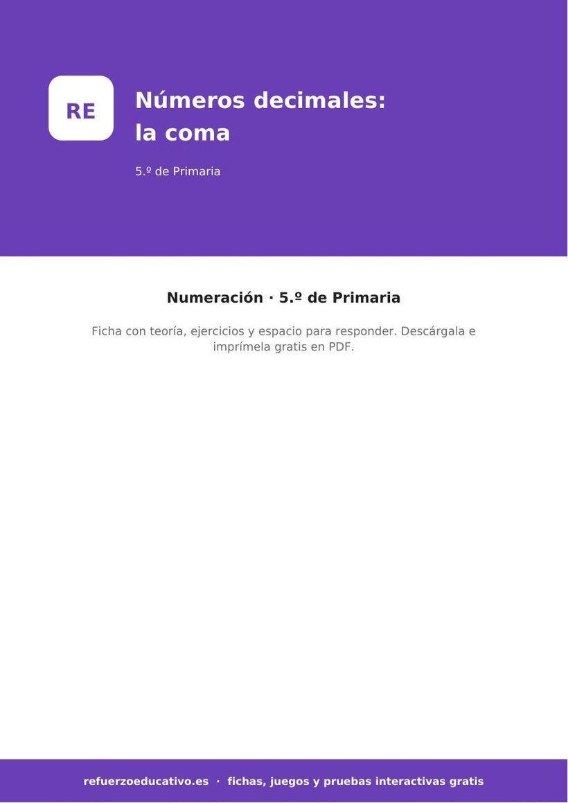 matematicas numeros decimales la coma 5o portada