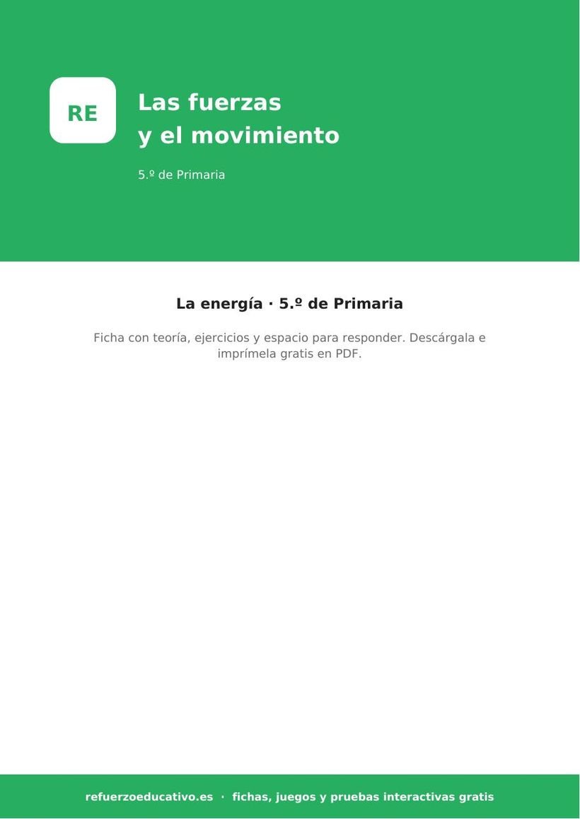 Las fuerzas y el movimiento: ficha de Ciencias Naturales para 5.º de Primaria (PDF) naturales las fuerzas y el movimiento 5o portada